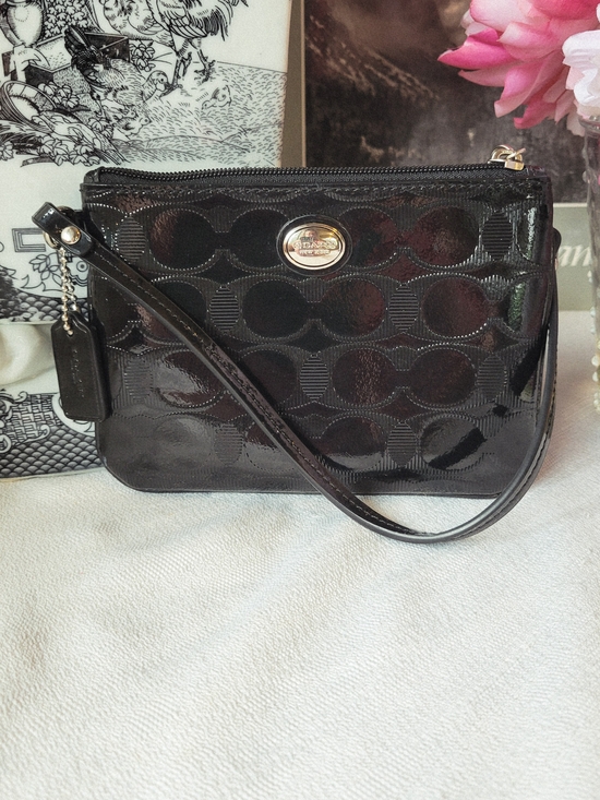 Coach Handbags - Coach Black Patent Leather Wristlet